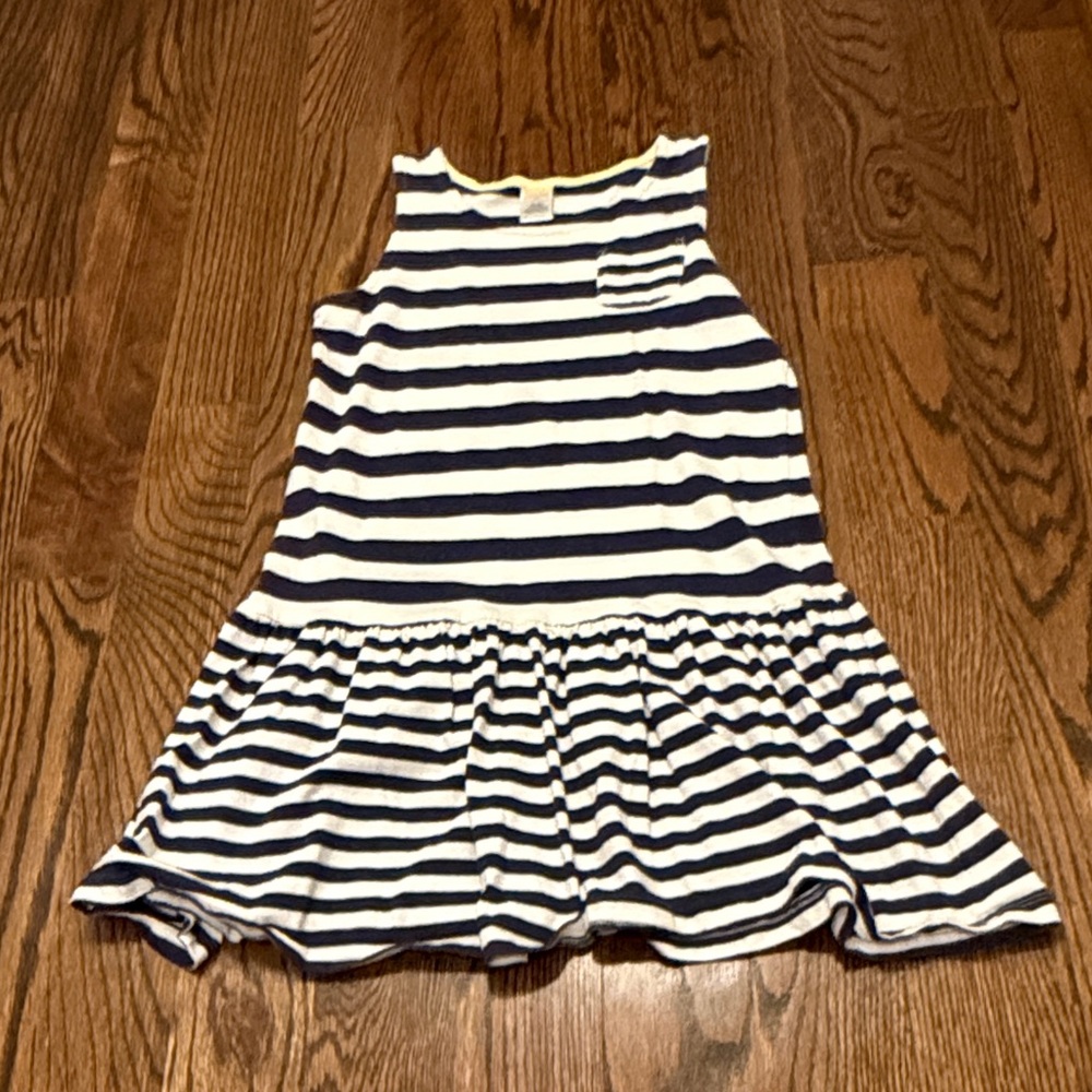 Gymboree Navy and White Striped Dress with Yellow Trim
